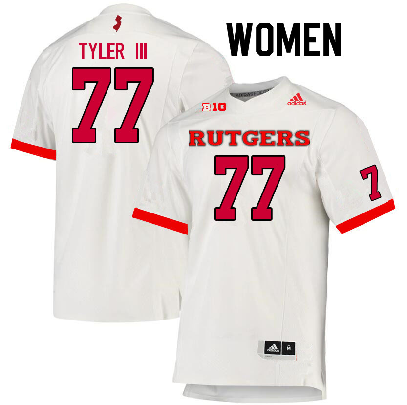 Women #77 Willie Tyler III Rutgers Scarlet Knights College Football Jerseys Sale-White - Click Image to Close